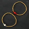 Bracelet Perle Corail Bijoux Femmes Cadeau Haute Qualité Boule En Acier Imperméable Mat Givré 18k Plaqué Or Inoxydable Bracelet Élastique