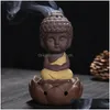 Lâmpadas de fragrância Little Monk Censer Thurible Presentes Decorativos Cerâmico Roxo Areia Buddha Incenso Queimador para Decoração de Casa Artes e Artesanato Dhfqn