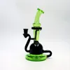 9.85 pulgadas Cololrful Recycler bong de vidrio tubería de agua burbujeador junta hembra de 14 mm con tazón y banger de cuarzo gratis