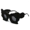 Sunglasses Mosengkw Fashion Punk Fur Velvet Women 2023 Cat Eye Plush Eyewear