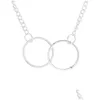 Pendant Necklaces Twocircle Pendant Necklaces For Women Harmony Interlocking Circles Necklace With Mes Card Fashion Jewelry Drop Deliv Dh8If