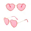 Sonnenbrille Vintage Herzförmig Rosa Mode Metallrahmen Klar Ozean Linsen Schattierungen Markendesigner Frauen Outdoor Brillen UV400