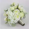 Couronnes de fleurs décoratives artificielles PE blanc Rose mariage tenant des Bouquets mariée Bouquet de mariée fleurs décoratives