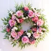 Faux Floral Greenery 50 cm Haustürkranz Rose Künstliche Blumen Girlande zum Aufhängen grüner Blätter draußen für Hintergrund Festival Party Fenster Urlaub 231123