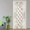 3D blanc sac souple diamant PVC auto-adhésif amovible porte autocollant Mural papier peint décalcomanie salon chambre porte décor affiche 21230g