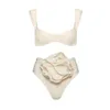 Women's Swimwear 2024 Flower High Waist Cheeky Bikinis Soild Separate Swimsuit Two Piece Bathing Suit Summer Beachwear