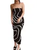 Casual jurken vrouwen y2k print gebreide bodycon jurk elegant backless lange strakke mouwloze midi sweater gebreide feest