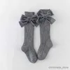 Chaussettes pour enfants Chaussettes hautes pour bébés filles Chaussettes pour enfants en coton à gros nœud Jambières solides Princesse Filles Chaussettes longues et douces pour enfants