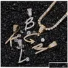 Ожерелья с подвеской Ожерелья с подвеской Золотые буквы Sier Az Whos Initial Micro Letter Charm для мужчин и женщин с 24-дюймовой веревочной цепочкой2891677 J Dhkxe