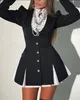 Grundläggande casual klänningar unik designklänning långärmad slits dubbelbröst blazer Autumn Europe och Amerika mode kvinnors kläder 231123