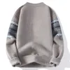 メンズセーター2023秋/冬のメンスタイルストライプ印刷セーターファッションファンシーカジュアルカジュアル濃厚な柔らかいウールプルオーバー