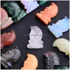 Stone Moon Face Skl Statue Natural Stone Amethyst Crystal Reiki Healing Carved Stereoscopic Quartz Figurer Crafts Home Dro Dhgarden Dhmou