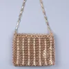 Evening Bags Women Designer Silver Metal Sequins Chain Woven Bag Hollow Clutch Female Travel Holiday Shoulder Handbag