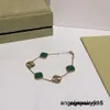 Clásico Van Pulsera de diseño de lujo Trébol de hoja Cadena de diseñador 18K Concha de oro para niña Boda Día de la madre Joyería de moda Regalo de mujer