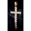 Modedesign 925 silver 3mm-5mm bred Gra Moissanite Diamond Cross Pendant Rapper Style Hiphop smycken