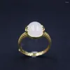 Cluster Rings Real Pure 999 24K Yellow Gold Band Nefrite White Jade Hollow Retice Ring 4.13g