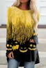 Damen-T-Shirts Damen-Hemd T-Shirt TunikaGraphic Pumpkin Print Long Sleeve Halloween Weekend Basic Round Neck Abstract Painting