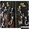 Ожерелья с подвеской Ожерелья с подвеской Золотые буквы Sier Az Whos Initial Micro Letter Charm для мужчин и женщин с 24-дюймовой веревочной цепочкой2891677 J Dhkxe