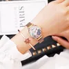 Armbandsur 2023 Kvinnor Watches Magnet Buckle Flower Watch Luxury Ladies rostfritt stål Mesh Belt Quartz Meibo -klocka