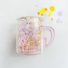 Vinglas Koreanska ins tjejhjärta Kawaii Bubble Star Sky Cup Sequin Double Wall Glass Coffee Cups HANDE VÄRME RESISTANT MILK MUG