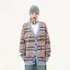 Męskie swetry zrobiły Extreme Stripe Cardigan Men Singed Knifed Sweater Mężczyźni Unisex Sweter 231123