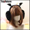 Ear Muffs Harajuku punka dziewczyna Plush Cat Bat Wing ciepłe uszu Gothic Women S Lolita cieplejsza mufka Krzyżowy opaska na głowę 231123