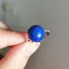 Klusterringar äkta naturliga kungblå lapis lazuli klar ädelsten justerbar bröllop lady man ring storlek kärlek