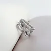 Ruban étincelant et bague nœud pour Pandora véritable argent sterling femmes bagues de mariage ensemble bijoux petite amie cadeau bague de luxe avec boîte d'origine