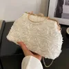 Evening Bags Designer Vintage Women Bead Flowers Shell Clip Lock Pink White Crystal Handbags And Purses Chain Shoulder Party Clutch 231123