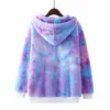 Damen Hoodies Frauen Kapuzen Sweatshirt Warm Winter Top Tie-Dye Hoodie Lässige Lose Damen Pullover Weiblicher Pullover Mantel