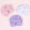 New Baby Fetal Cap Solid Color Bubble Bow Toddler Pullover Indian Hat Newborn Fontanel Guard Beanie Kids Shower Turban Gift