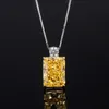 Pendanthalsband Pansysen Luxury 925 Sterling Silver 12x16mm Radiant Cut Sapphire Citrine Diamond Gemstone Pendant Halsband Party Fine Jewelry 231124