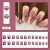 False Nails 24pcs 명확한 디스플레이 및 스틱 온 디자인이있는 짧은 정사각형 손톱 팁 : 풀 커버 관 아트