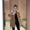 レディースジャケットデザイナーKhaki Diamond Grid Light Luxury Mid Length Jacket for women's 2023新しいスリムフィッティングコットンジャケットfpuo