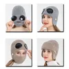 Berety czapki dla kobiet wełniane akrylowe dzianiny grube ciepłe earflap kapelusz pilotek w stylu Maska Man Gorro Brimless Bonnet