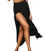 Women's Swimwear Beach Skirt Solid Sun Protection Lace Up Split Long Dress One Size Bikini