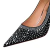 2022 design strass moda tacchi alti scarpe autunno donna pompe nero rosa blu scarpe a punta donna cristallo scarpe da sposa partito 230424