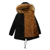 Women's Down Parkas Autumn Winter Ladie Jacket Padded Coat Middle Length Warm Fleece Hooded Faux Fur Collar Lady Overcoat 231123