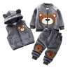 Familjsmatchande kläder Autumn Winter Children Clothing Set baby Girls Cartoon Thick Fleece Hoodies Vest Pants 3st Sports Suits Boy Casual Warm Outfits 231124