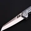 A1909 Pocket Folding Knife 440C Satin Blade Space Aluminiumgriff Outdoor Camping Wandern Angeln EDC Messer mit Nylontasche