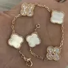 Bracelet de créateur en jersey d'or 18 carats pour femmes, bracelet multicolore à quatre feuilles d'herbe