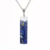 Pendant Necklaces Silver Plated Cylinder Amethysts Stone And Resin Link Chain Necklace Lapis Lazuli Orgonite Jewelry