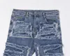 Herren Jeans zerrissen Distressed für Männer gerade Vintage gebürstet gerüscht beschädigte Löcher Handtuch Hip Hop Streetwear Kpop koreanische Denim-Hosen