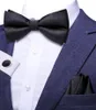 Bow Ties Hi-Tie Black Mens Tie Hankerchief Cufflinks مسبقًا من الحرير الفراشة