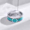 أزياء التيتانيوم الصلب جودة عالية الحلقات مصمم 925 Silver Cyan Ring العصرية الرجال نساء عيد الحب هدية