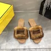 Baguette Mink Slides Signature Cuir Slide Femmes Sandales Pantoufle Plage Designer Appartements Sandale Tongs Haute Qualité Luxe Large Bande Diapositives Mules