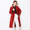 Women's Wool Loose Coat Woman Autumn Winter Thick Pure Color Medium Length Casual Thickened Woolen Trench Black