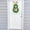 Decorative Flowers Easter Wreath For Front Door Green Leaves Burlap Bow Artificial Festive Ornaments Home Party Decorations