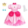 Mädchenkleider Pfirsich Prinzessin Kleid für Mädchen Kinder Bühnenauftritt Kleidung Kinder Karneval Geburtstagsfeier Feierlichkeit Festival Cosplay Kostüm 231123