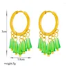Boucles d'oreilles OIMG 316L en acier inoxydable plaqué or, personnalité à la mode, perles vertes, pompon pour femmes, bijoux de noël